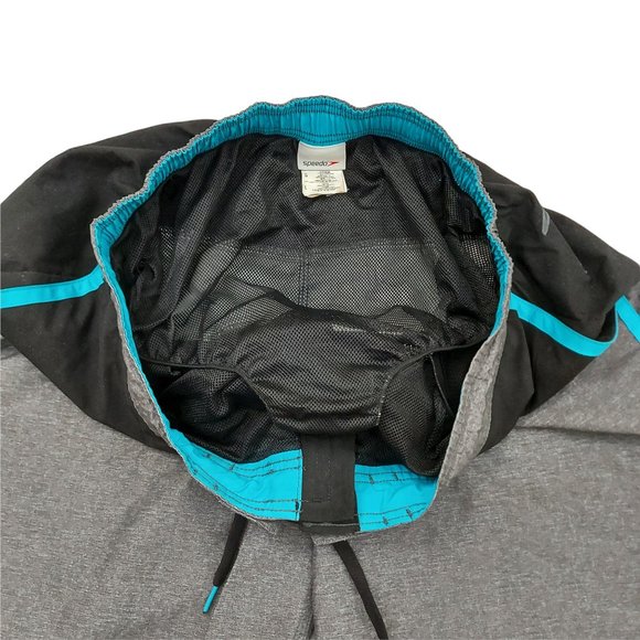 Speedo Shorts Mens Large Gray Black Swim Trunks Mesh Lined Beach Pool Summer - Picture 5 of 10